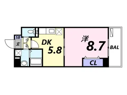 イースト・フィオーレ(1DK/3階)の間取り写真