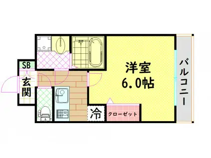 エスリード難波ザ・アーク(1K/3階)の間取り写真