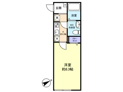 L.E.HILLS(1K/2階)の間取り写真