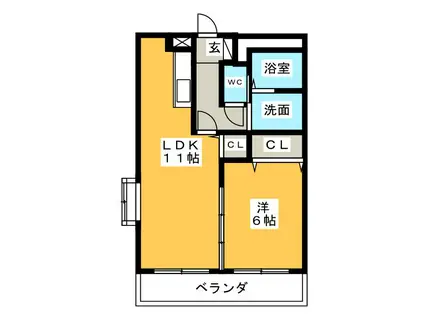 エスペランサII(1LDK/2階)の間取り写真
