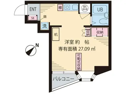 プランドール梅島(ワンルーム/3階)の間取り写真