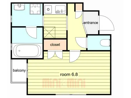 クレスト(1K/3階)の間取り写真