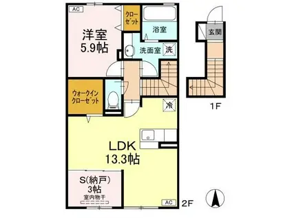 スペリアージュA棟203(1SLDK/2階)の間取り写真