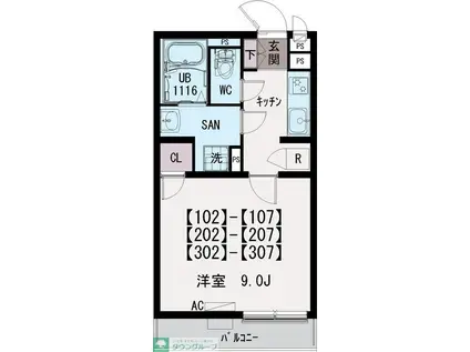 イクシオ花小金井(1K/1階)の間取り写真