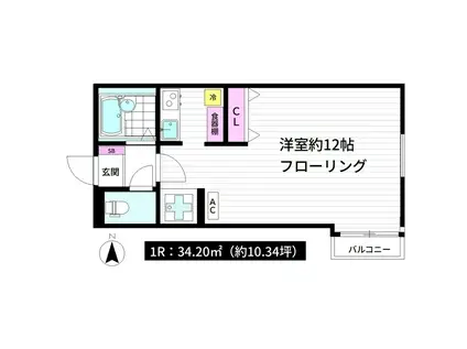 フォルス池上(ワンルーム/3階)の間取り写真