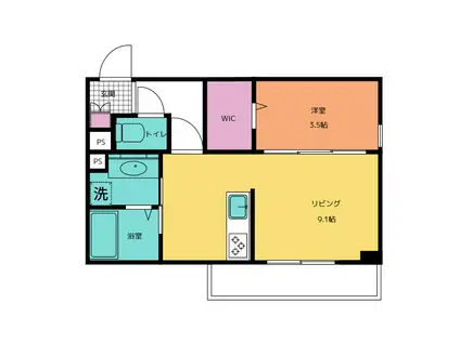 SING WITH ME(1LDK/1階)の間取り写真