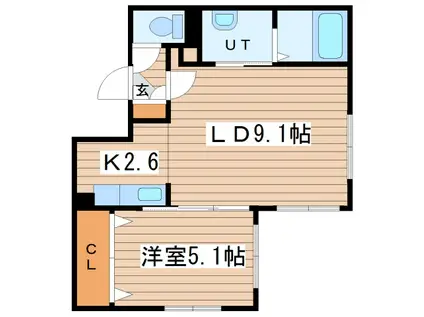 KULTA北13条東I(1LDK/4階)の間取り写真