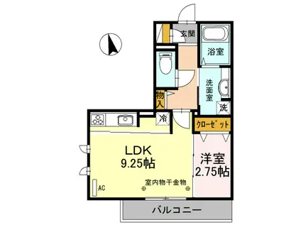 DH・プレジデンス沖町(1LDK/3階)の間取り写真