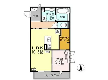 アンソレイエ(1LDK/3階)の間取り写真