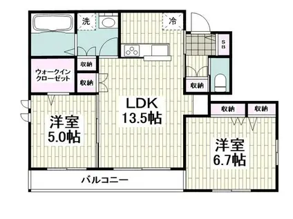 ランドマーク逗子III(2LDK/1階)の間取り写真