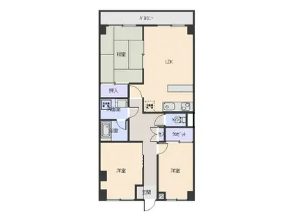 本庄ハイム(3LDK/2階)の間取り写真