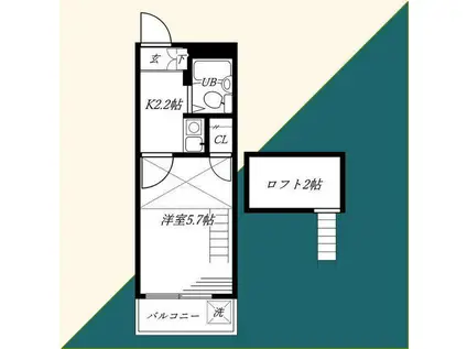 レオパレス保土ヶ谷(1K/2階)の間取り写真