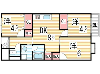 ウエストプラザ(3DK/2階)の間取り写真