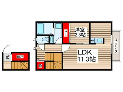 カーサ・ソラーレ(1LDK/2階)の間取り写真