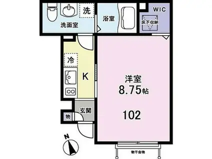 リバーパーク隅田III(1K/1階)の間取り写真