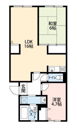 コンフォート・ウンノ(2LDK/2階)の間取り写真