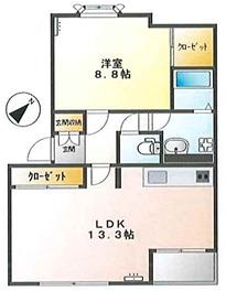スカイドリーム(1LDK/1階)の間取り写真