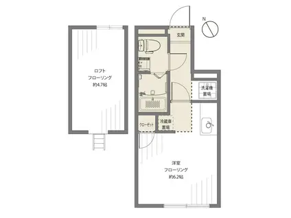 カーサロマネサンヴィヴァン(1K/1階)の間取り写真