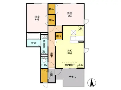 D-ROOMソラーナ 101(2LDK/1階)の間取り写真