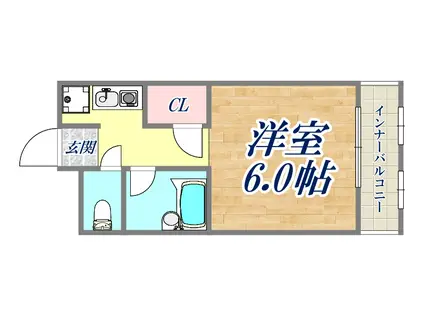 ソレイユ武庫川(1K/1階)の間取り写真