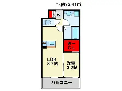 ラ・フィーエ上曽根(1LDK/2階)の間取り写真