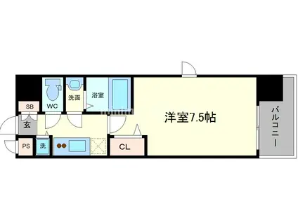 フォーリアライズ天神橋ルーチェ(1K/6階)の間取り写真