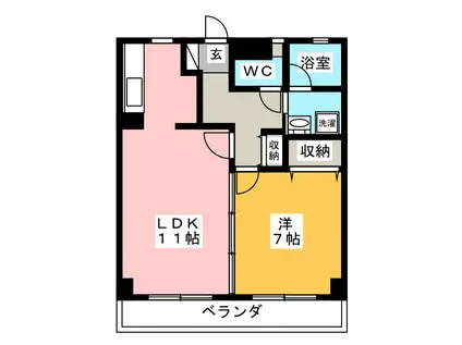 T・グランデ本町(1LDK/3階)の間取り写真