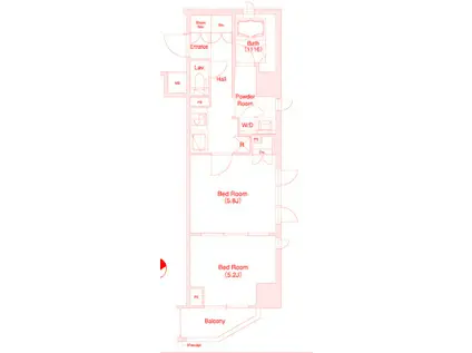グラマシー横濱関内(2K/9階)の間取り写真