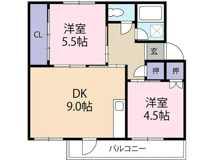 マンションエンゼル(2DK/2階)の間取り写真