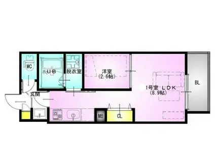 R-SMART川口元郷(1LDK/2階)の間取り写真