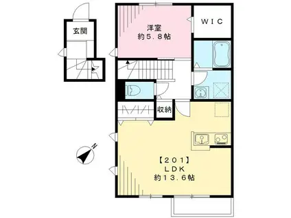 ウィンベル柴崎(1LDK/2階)の間取り写真