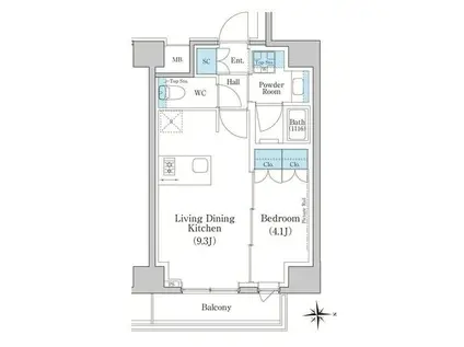 スタイリオ新丸子ノース(1LDK/3階)の間取り写真
