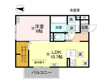 D-REGALO日光N(1LDK/1階)の間取り写真