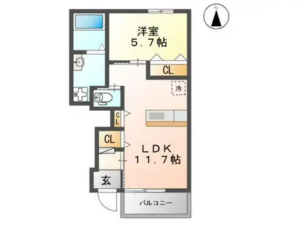 LE GRAND Y (1LDK/1階)の間取り写真