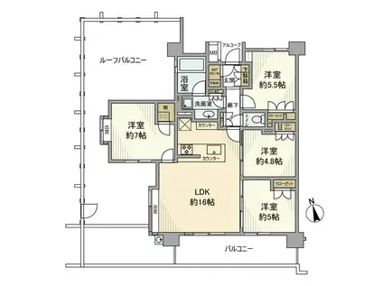アーデル原木中山(4LDK/8階)の間取り写真