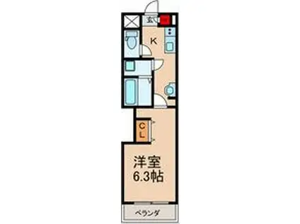 三熊ハイツ渚2号(1K/2階)の間取り写真