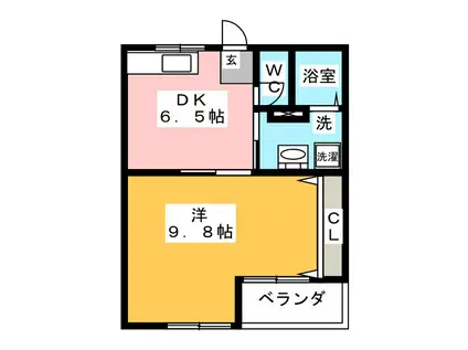 ダイムコーポ大池 B(1DK/1階)の間取り写真