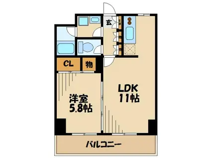 ベェルヴェル稲城(1LDK/4階)の間取り写真