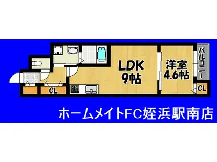 地下鉄空港線 姪浜駅 徒歩8分 3階建 築8年(1LDK/3階)の間取り写真
