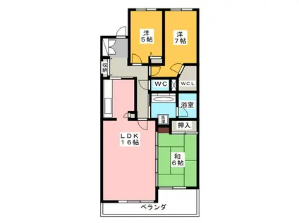 サンマンションアトレ津ヒルズ(3LDK/9階)の間取り写真