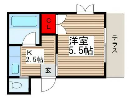 エルエー(1K/1階)の間取り写真