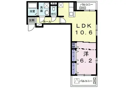 サンガーデン武庫川(1LDK/2階)の間取り写真