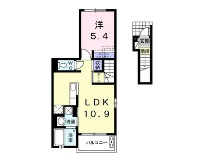 エレガンシアII(1LDK/2階)の間取り写真