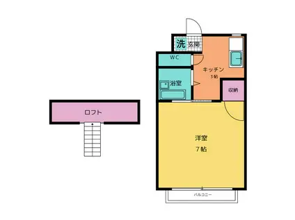 ドリーム2(1K/2階)の間取り写真