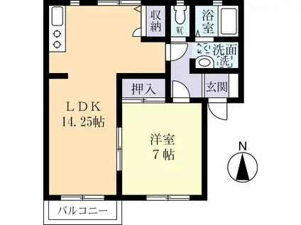 ベルフォーレ小川A(1LDK/2階)の間取り写真