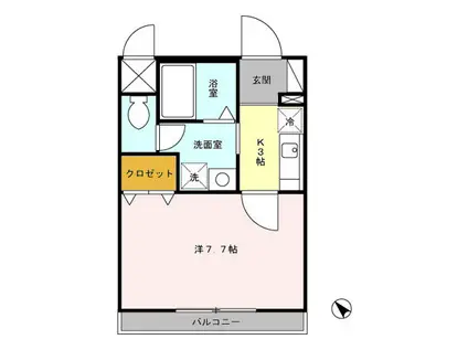 アルエンテ(1K/3階)の間取り写真
