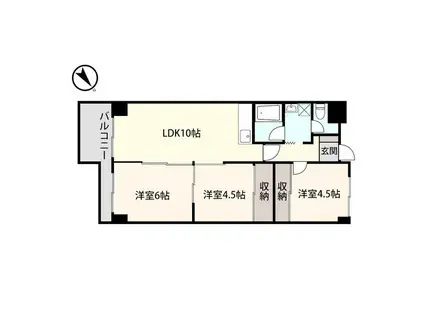 アシスト第8富山マンション(3LDK/6階)の間取り写真