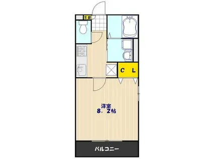 ボヌール(1K/2階)の間取り写真