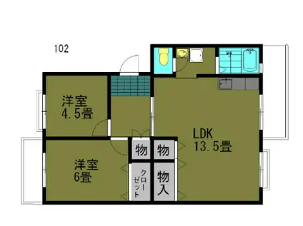 パストラル板倉B(2LDK/2階)の間取り写真