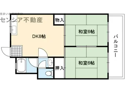 安井ビル(2LDK/2階)の間取り写真
